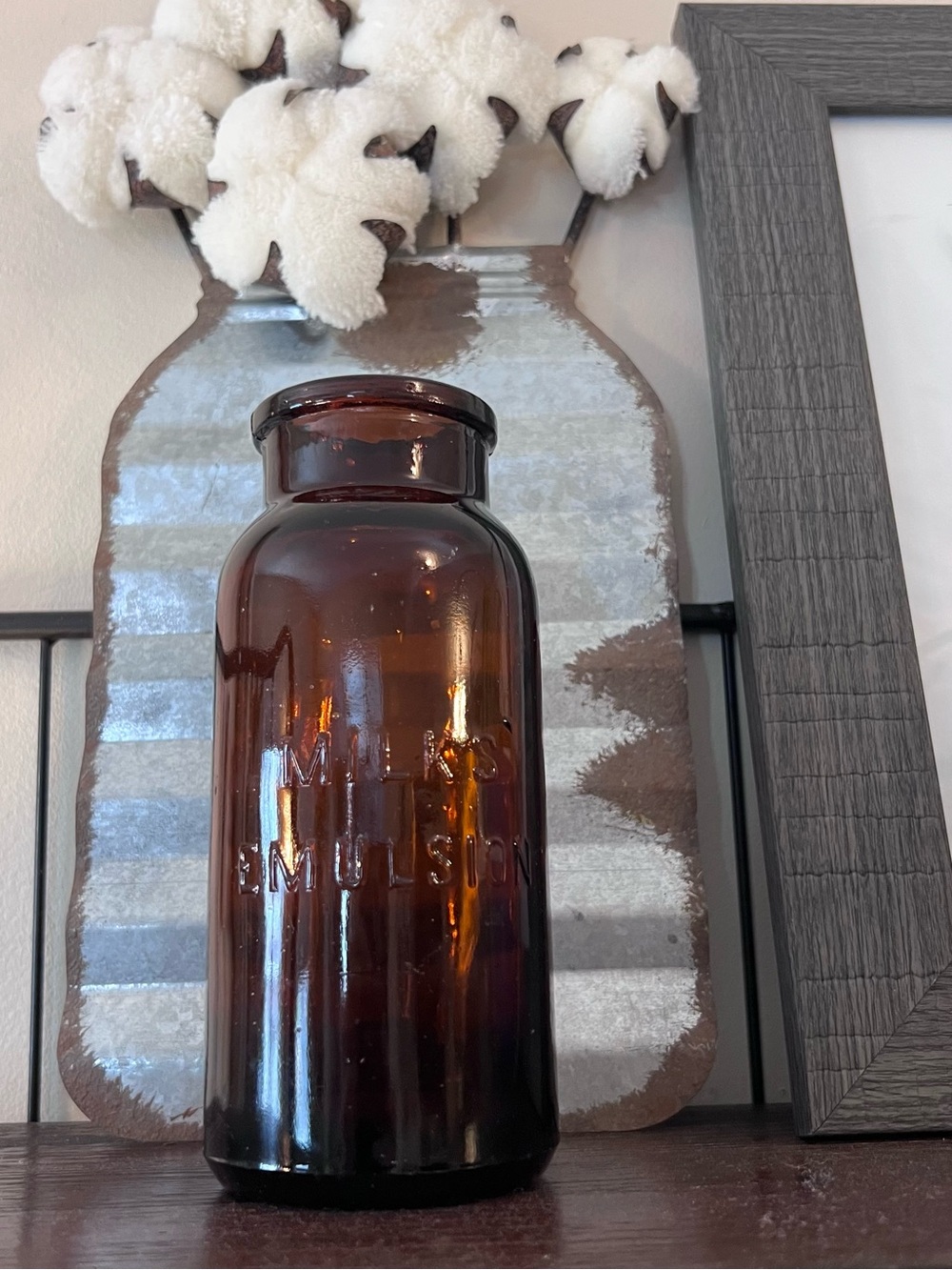 Vintage Milks' Emulsion Brown Glass Medicine Bottle: 1930s-40s Apothecary Decor